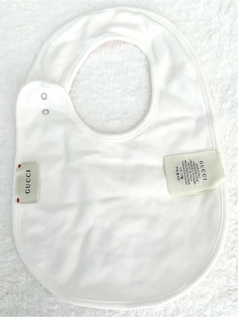 Gucci Bib GG White Pink Baby Girl Infant RARE Made In Italy One Size
